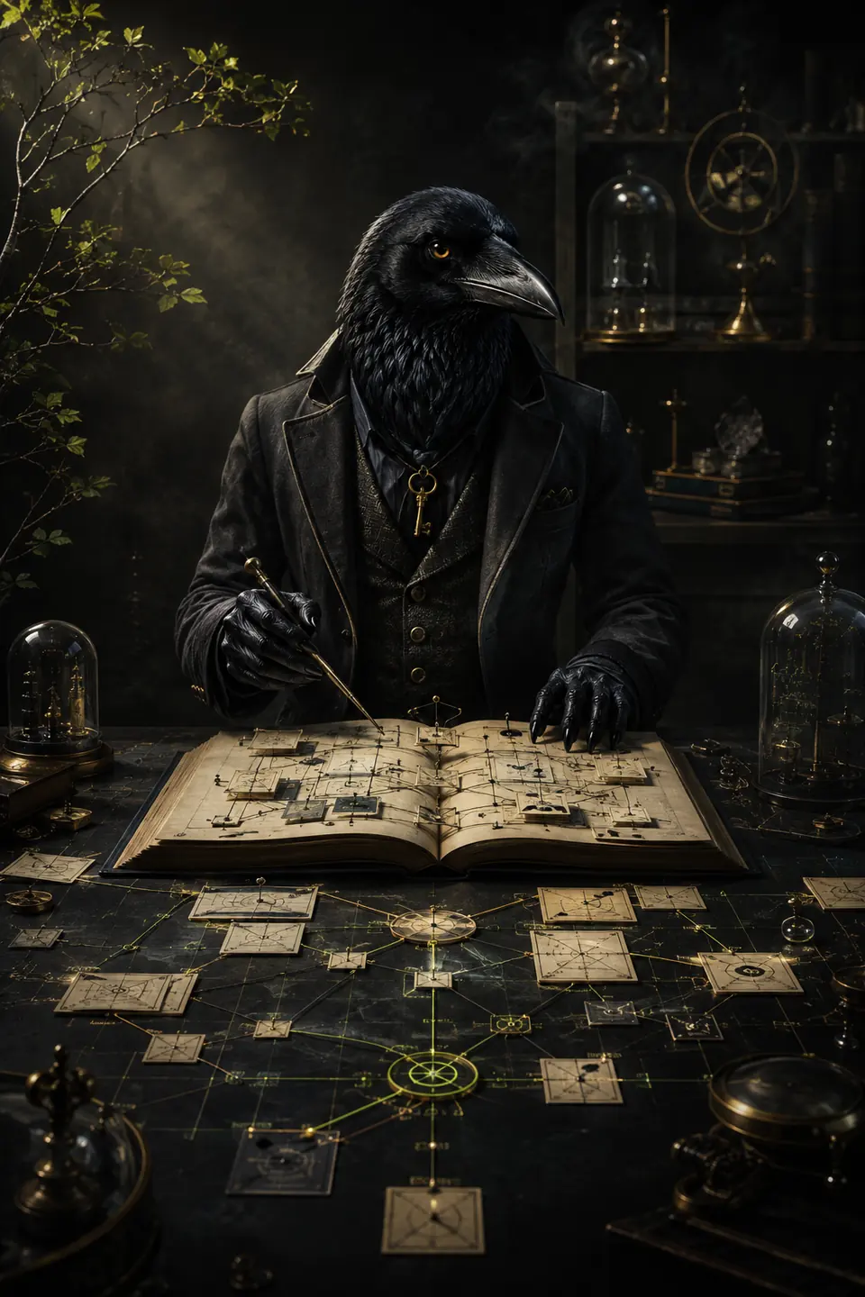 Rook, the CaseChain character, carrying a mystery case file