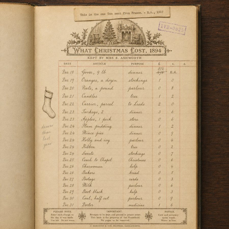 A ledger page with ruled columns and faded ink