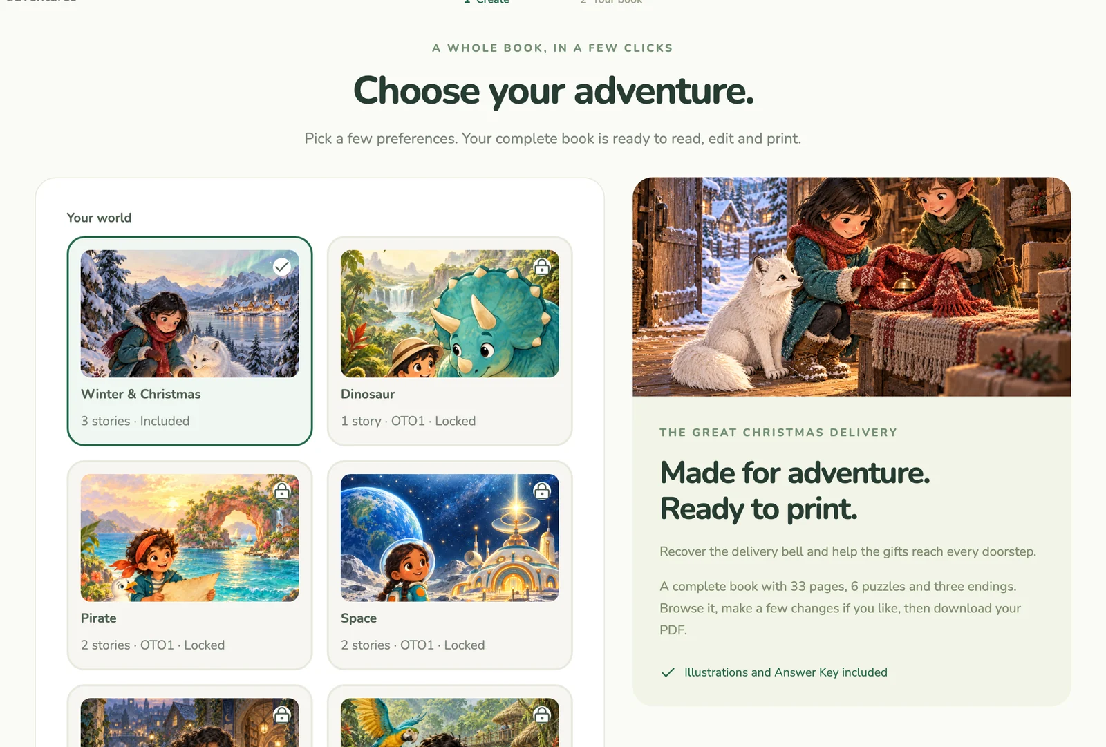 A visual example from the QuestBook AI adventure-book sale page
